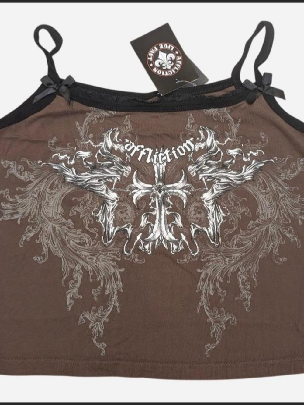 AFFLICTION Jump Womens Baby Crop Tank Top Size Medium